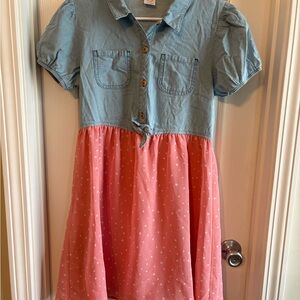 Wonder Nation Gray and Pink Puff Sleeve Sundress